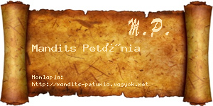 Mandits Petúnia névjegykártya